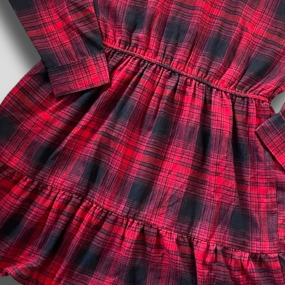 PRIMARK NWT TIERED 90s GRUNGE VIBES PLAID FLANNEL DRESS RED - 12 - Picture 6 of 11